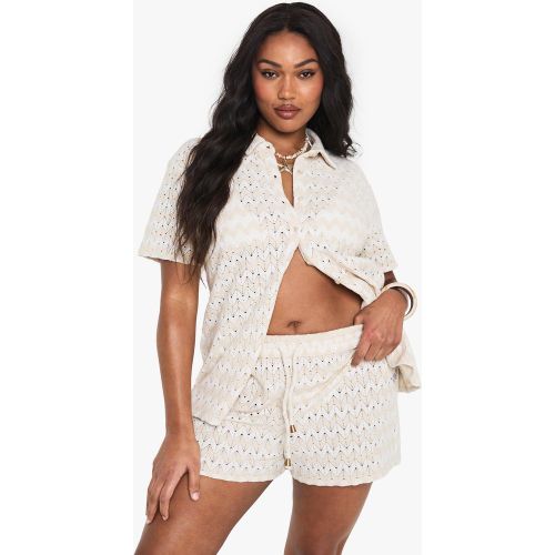 Grande Taille - Short De Plage En Maille Zigzag - 44 - boohoo - Modalova