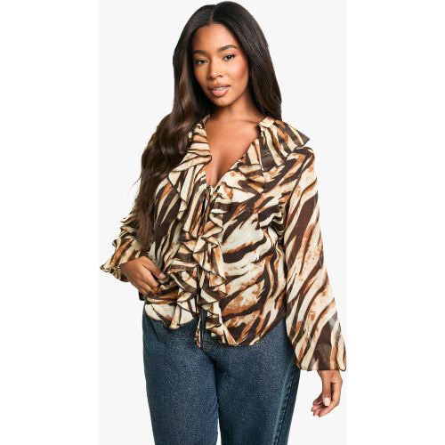Grande Taille - Blouse À Volants Et Manches Volumineuses - 44 - boohoo - Modalova