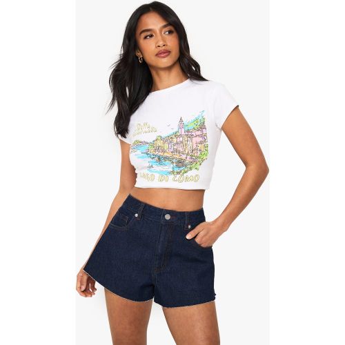 Petite" - Short En Jean À Bords Bruts - 34 - boohoo - Modalova