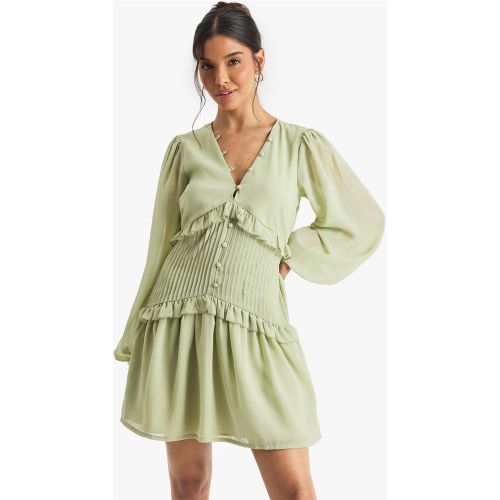 Robe Courte En Mousseline De Soie À Manches Longues - 36 - boohoo - Modalova