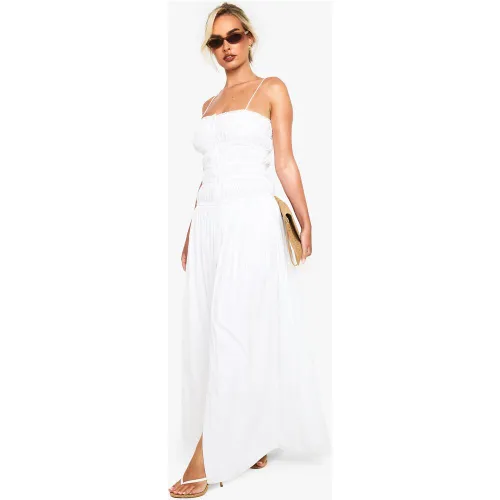 Robe Longue Froncée En Coton - 36 - boohoo - Modalova