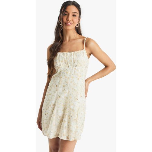 Robe Courte Fleurie À Ourlets Contrastants - 36 - boohoo - Modalova
