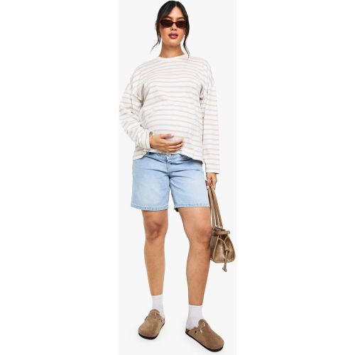 Maternité - Bermuda De Grossesse En Denim - 36 - boohoo - Modalova