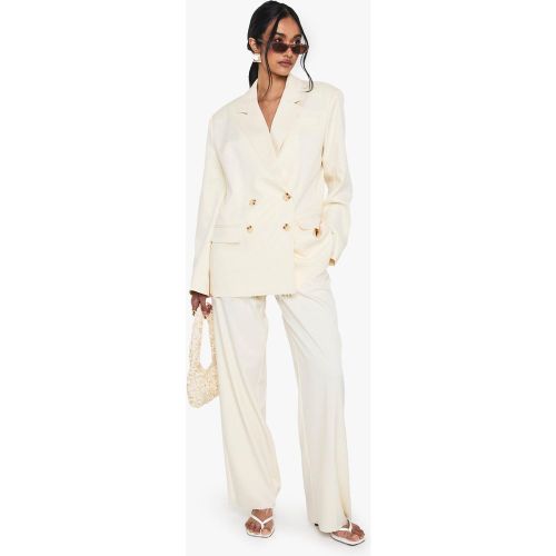 Pantalon Large Habillé À Franges - Blanc Écru - 38, Blanc Écru - boohoo - Modalova