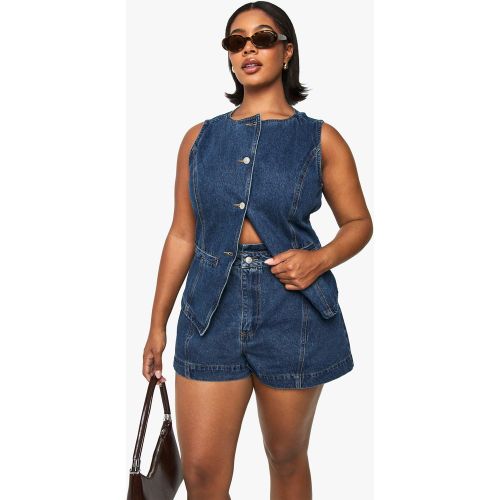 Grande Taille - Short En Jean À Coutures Apparentes - 44 - boohoo - Modalova