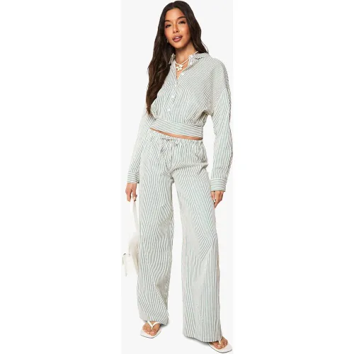 Ensemble Avec Chemise Courte À Rayures Et Pantalon - 34 - boohoo - Modalova