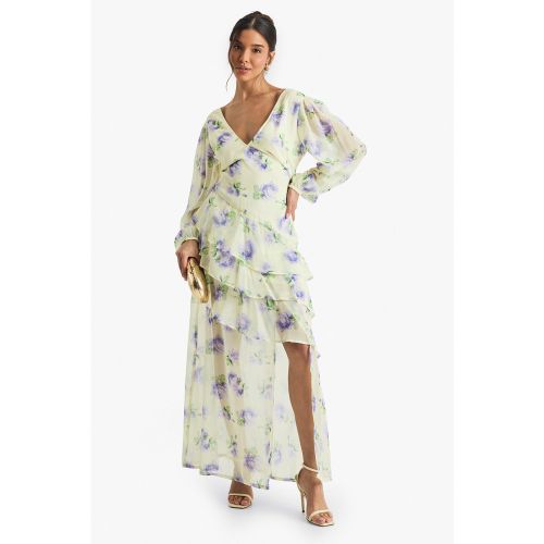 Robe Longue Fleurie À Volants - 36 - boohoo - Modalova