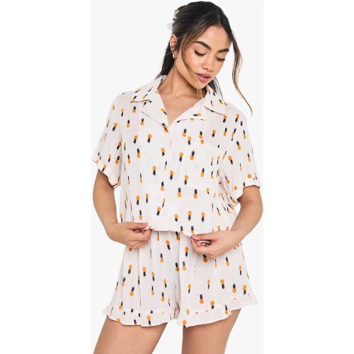 Ensemble De Pyjama À Imprimé Ananas Avec Chemise Oversize Et Short - 34 - boohoo - Modalova