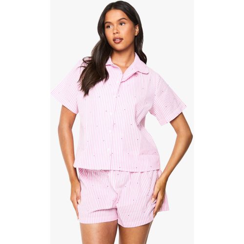Ensemble De Pyjama À Rayures Avec Chemise Et Short - 34 - boohoo - Modalova