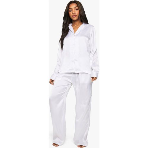 Ensemble De Pyjama Satiné Avec Chemise À Manches Longues Et Pantalon - 34 - boohoo - Modalova