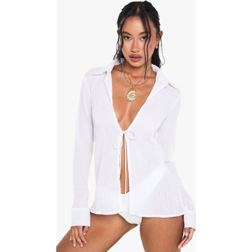 Chemise De Plage En Coton À Perles - S - boohoo - Modalova