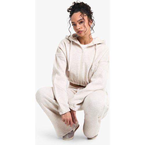 Sweat À Capuche Court Zippé À Coutures Apparentes - S - boohoo - Modalova