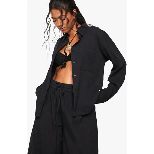 Chemise De Plage Plissée En Coton - S - boohoo - Modalova