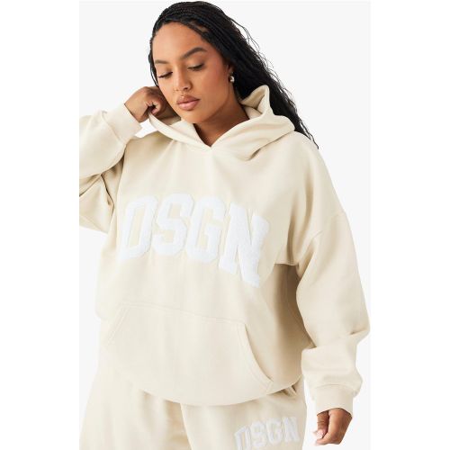 Grande Taille - Sweat À Capuche En Tissu Éponge À Broderie Dsgn - Blanc Écru - 44, Blanc Écru - boohoo - Modalova