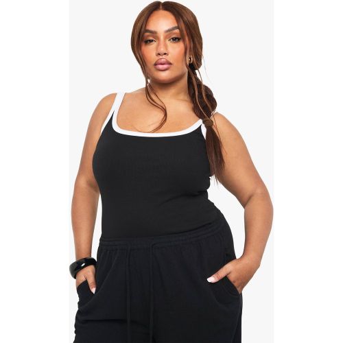 Grande Taille - Body Côtelé Sans Manches À Col Carré - 44 - boohoo - Modalova