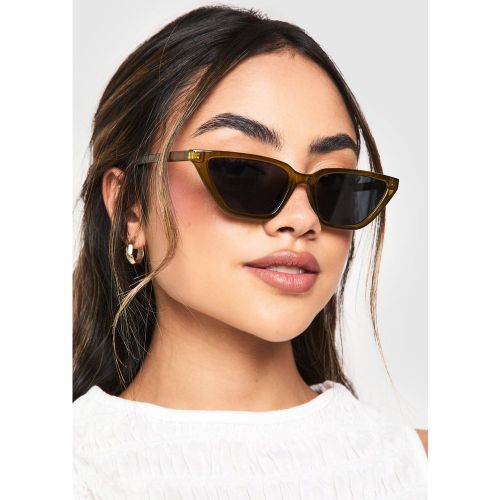 Lunettes De Soleil Œil De Chat Olive - One Size - boohoo - Modalova