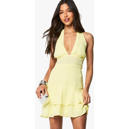 Robe Patineuse Dos Nu En Mousseline De Soie - 36 - boohoo - Modalova