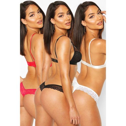 Lot De 3 Strings En Dentelle - L - boohoo - Modalova