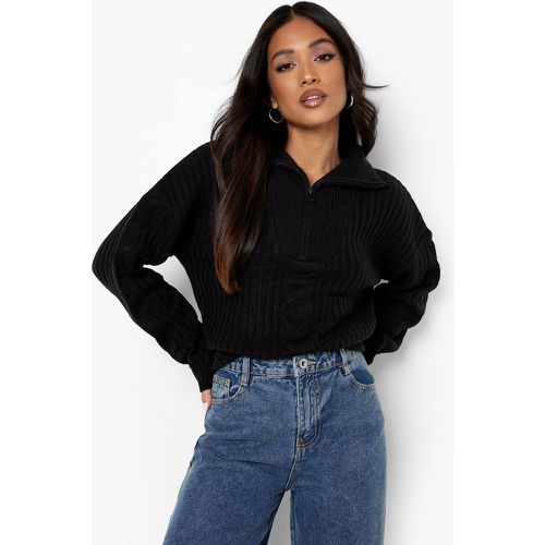 Petite" - Pull Ample En Maille Épaisse À Zip - S - boohoo - Modalova