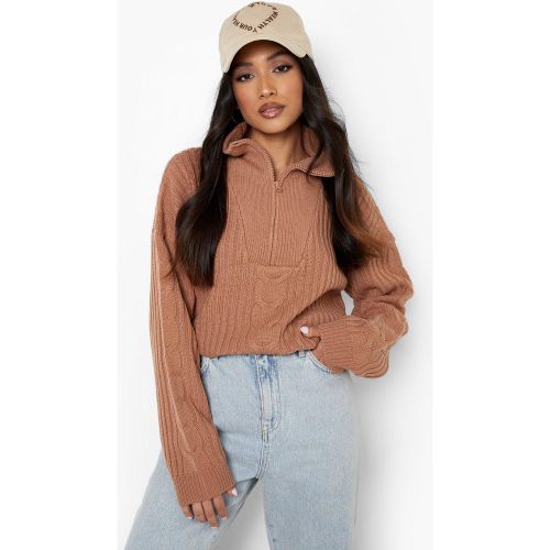 Petite" - Pull Ample En Maille Épaisse À Zip - S - boohoo - Modalova
