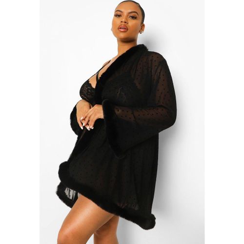 Grande Taille - Kimono En Tulle Avec Bordures En Synthétique - 50 - boohoo - Modalova