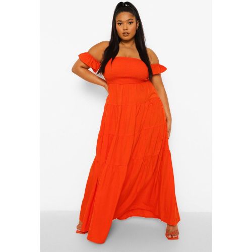 Grande Taille - Robe Longue À Volants Et Épaules Dénudées - 54 - boohoo - Modalova