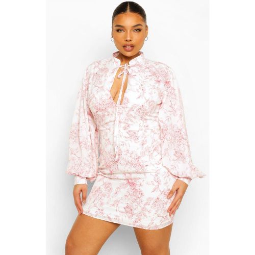 Grande Taille - Robe Droite À Imprimé Porcelaine - 48 - boohoo - Modalova