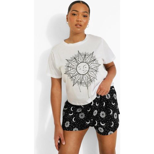 Grande Taille - Ensemble De Pyjama Avec Short Imprimé Soleil Et Lune - 44 - boohoo - Modalova