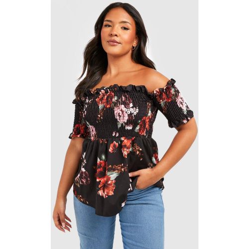 Grande Taille - Top À Épaules Dénudées Et Imprimé Fleuri - 46 - boohoo - Modalova