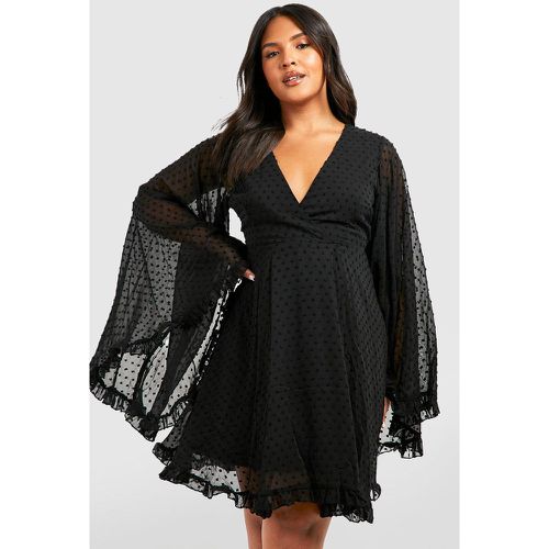 Grande Taille - Robe Patineuse En Mousseline De Soie À Manches Larges - 46 - boohoo - Modalova