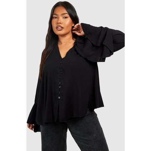 Grande Taille - Blouse Boutonnée À Manches Flare - 46 - boohoo - Modalova