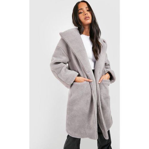 Petite" - Manteau Oversize En Faux Mouton À Capuche - 32 - boohoo - Modalova