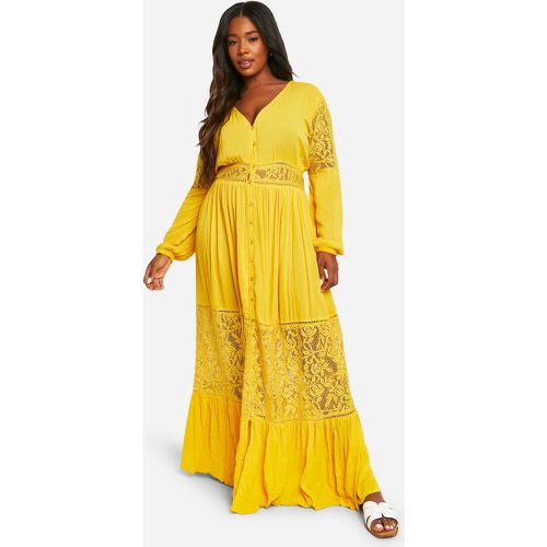 Grande Taille - Robe Longue Style Bohème À Dentelle - 46 - boohoo - Modalova