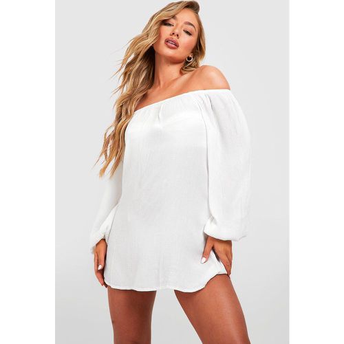 Robe De Plage Plissée À Col Bateau - L - boohoo - Modalova