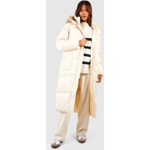 Tall" - Manteau Matelassé Long À Capuche En Fausse Fourrure - 38 - boohoo - Modalova