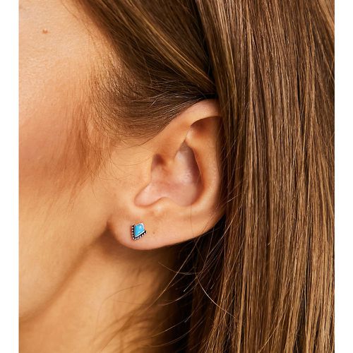 Boucles d'oreilles losanges avec turquoise - Argent massif - Kingsley Ryan - Modalova