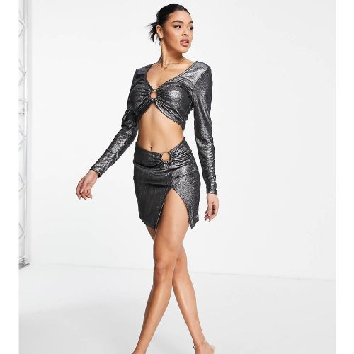 Top d'ensemble à décolleté plongeant et détail anneau - Argent pailleté - Exclusivité - Rebellious Fashion - Modalova