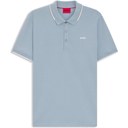 Polo ajusté en coton stretch avec logo imprimé - HUGO - Modalova