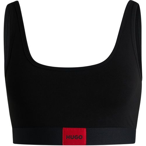 Brassière en coton stretch avec étiquette logotée rouge - HUGO - Modalova