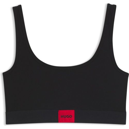 Brassière en coton stretch avec étiquette logotée rouge - HUGO - Modalova