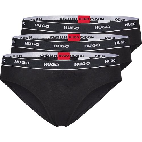 Lot de trois slips en coton stretch avec taille logotée - HUGO - Modalova