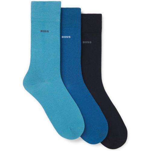 Lot de trois paires de chaussettes mi-mollet en maille stretch - Boss - Modalova
