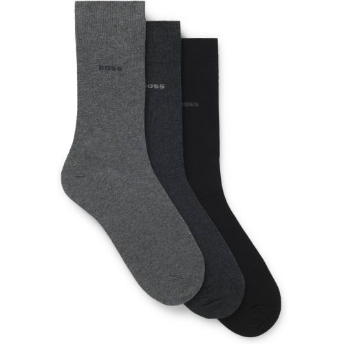 Lot de trois paires de chaussettes mi-mollet en maille stretch - Boss - Modalova