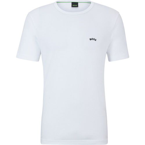 T-shirt en jersey de coton à logo incurvé - Boss - Modalova