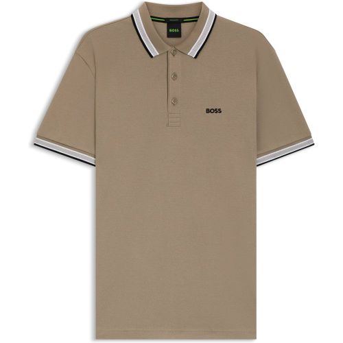 Polo en piqué de coton avec détails de logo - Boss - Modalova