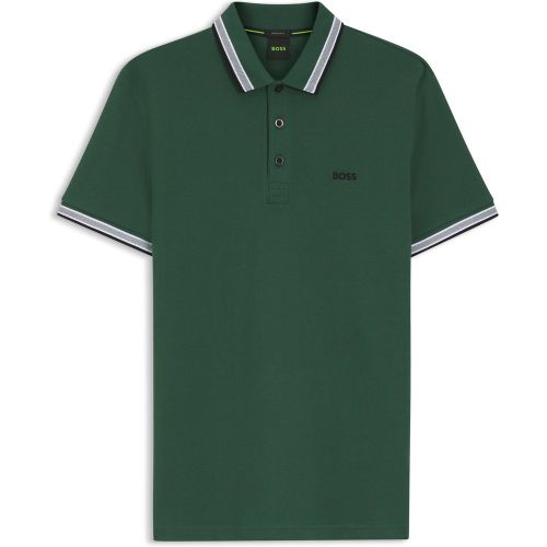 Polo en piqué de coton avec détails de logo - Boss - Modalova