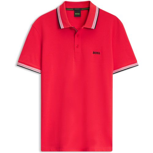 Polo en piqué de coton avec détails de logo - Boss - Modalova
