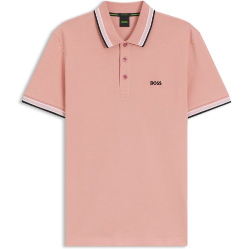 Polo en piqué de coton avec détails de logo - Boss - Modalova