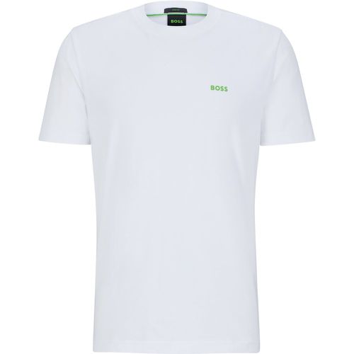 T-shirt en coton stretch à logo contrastant - Boss - Modalova