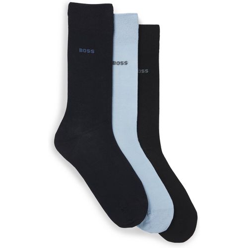 Lot de trois paires de chaussettes mi-mollet en coton mélangé - Boss - Modalova